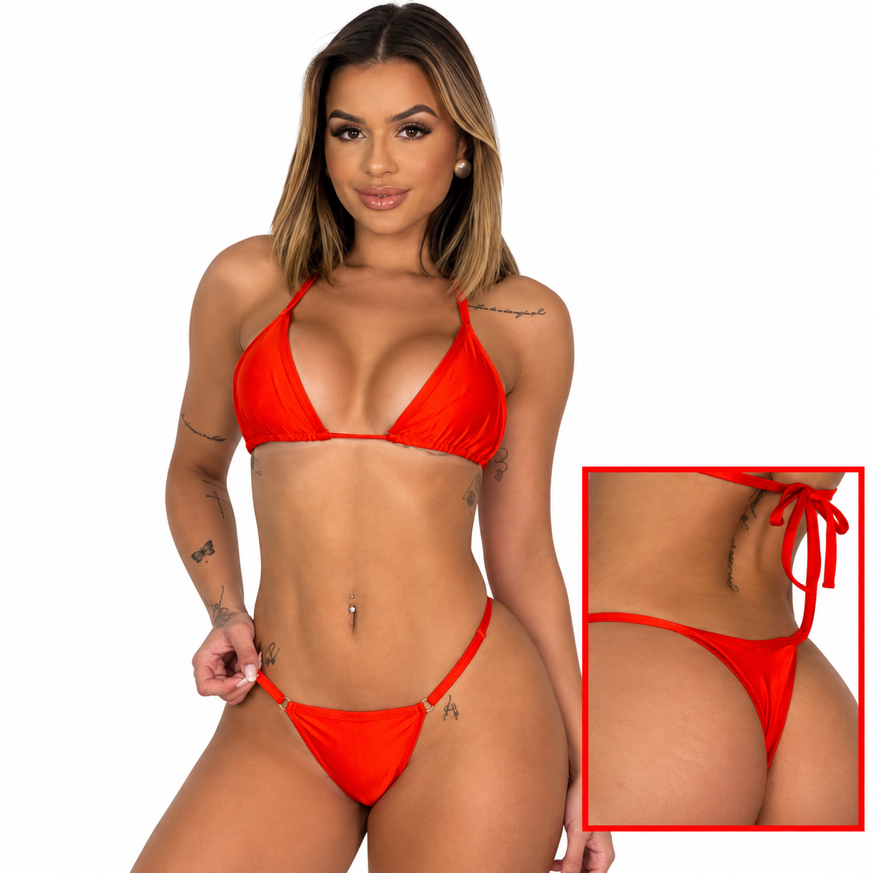 Biquíni Marquinha Fio Duplo Beach Gloss Tangerina - Tamanho M